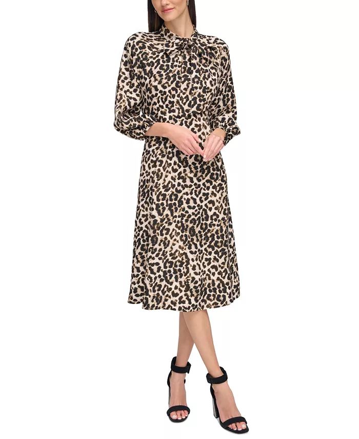 Calvin Klein Women's Animal-Print A-Line Dress - Macy's | Macys (US)