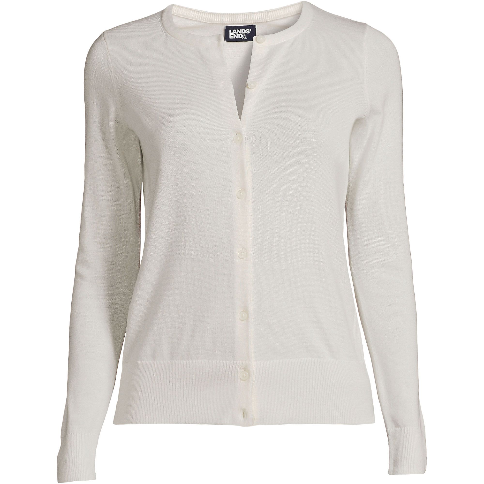 Women's Fine Gauge Cotton Cardigan Sweater | Lands' End (US)