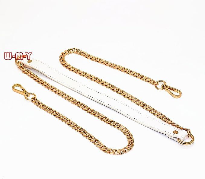 M-W 55" DIY PU Leather Strap with Gold Iron Chain Handbag Chain Accessories Purse Straps Shoulder... | Amazon (US)