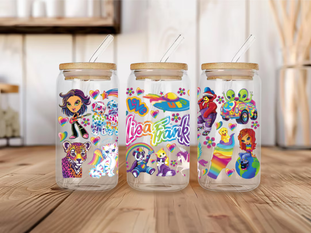 Lisa Frank Inspired 16oz Glass Cup - Etsy | Etsy (US)