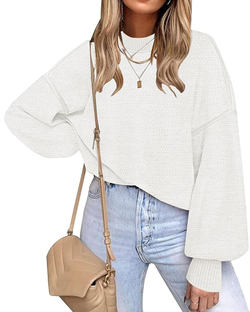 Fall Clothes for Women 2025 Trendy Fashion Oversized Sweaters Color Block Long Sleeve Knited Pull... | Amazon (US)