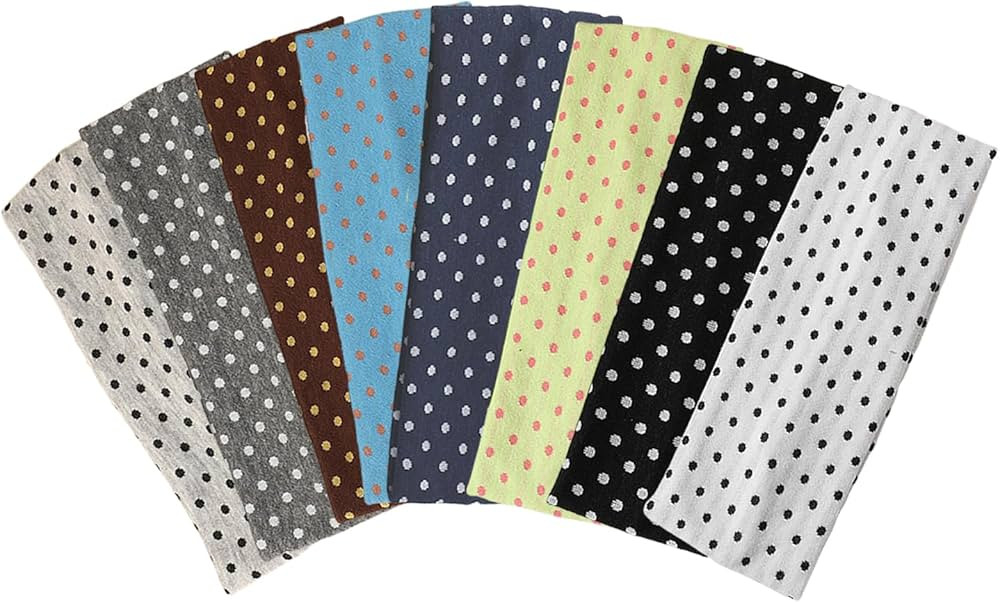 8PCS Classic Polka Dot Fabric Headband, Black and White, Elastic Material, One Size, Comfortable ... | Amazon (US)