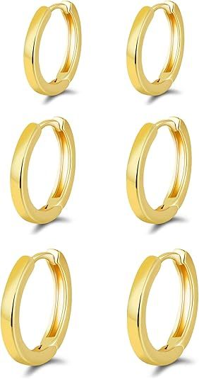 micuco Small Hoop Earrings for Women 14K Gold Plated Hoop Huggie Earrings for Men Hypoallergenic ... | Amazon (US)