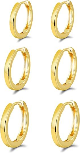 micuco Small Hoop Earrings for Women 14K Gold Plated Hoop Huggie Earrings for Men Hypoallergenic ... | Amazon (US)