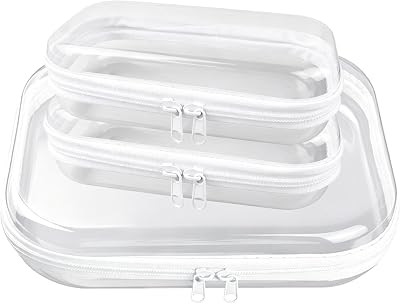 Clear Hard Shell Zipper Case Pencil Pouch for Toiletries Cosmetic, 1M+2S | Amazon (US)