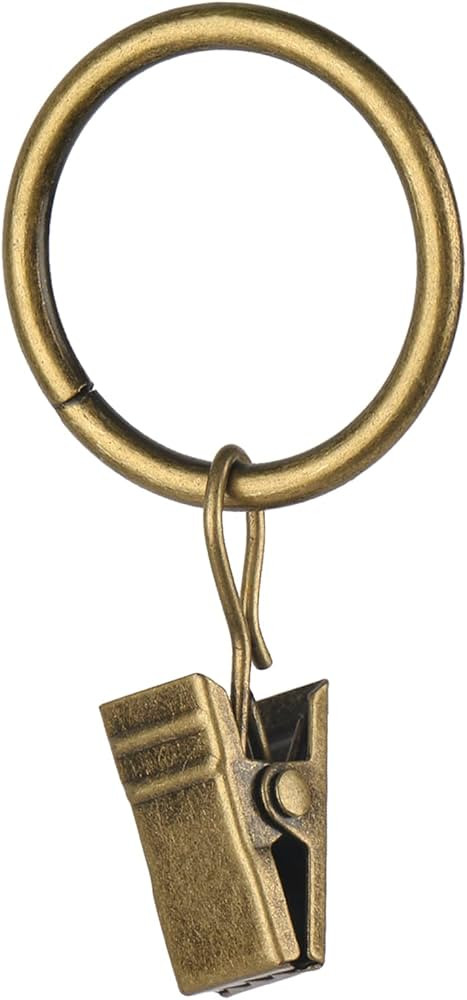 30 PCS Antique Brass Clips Curtain Hooks for Curtain Rod, This Small Drapery Curtain Ring with Cl... | Amazon (US)