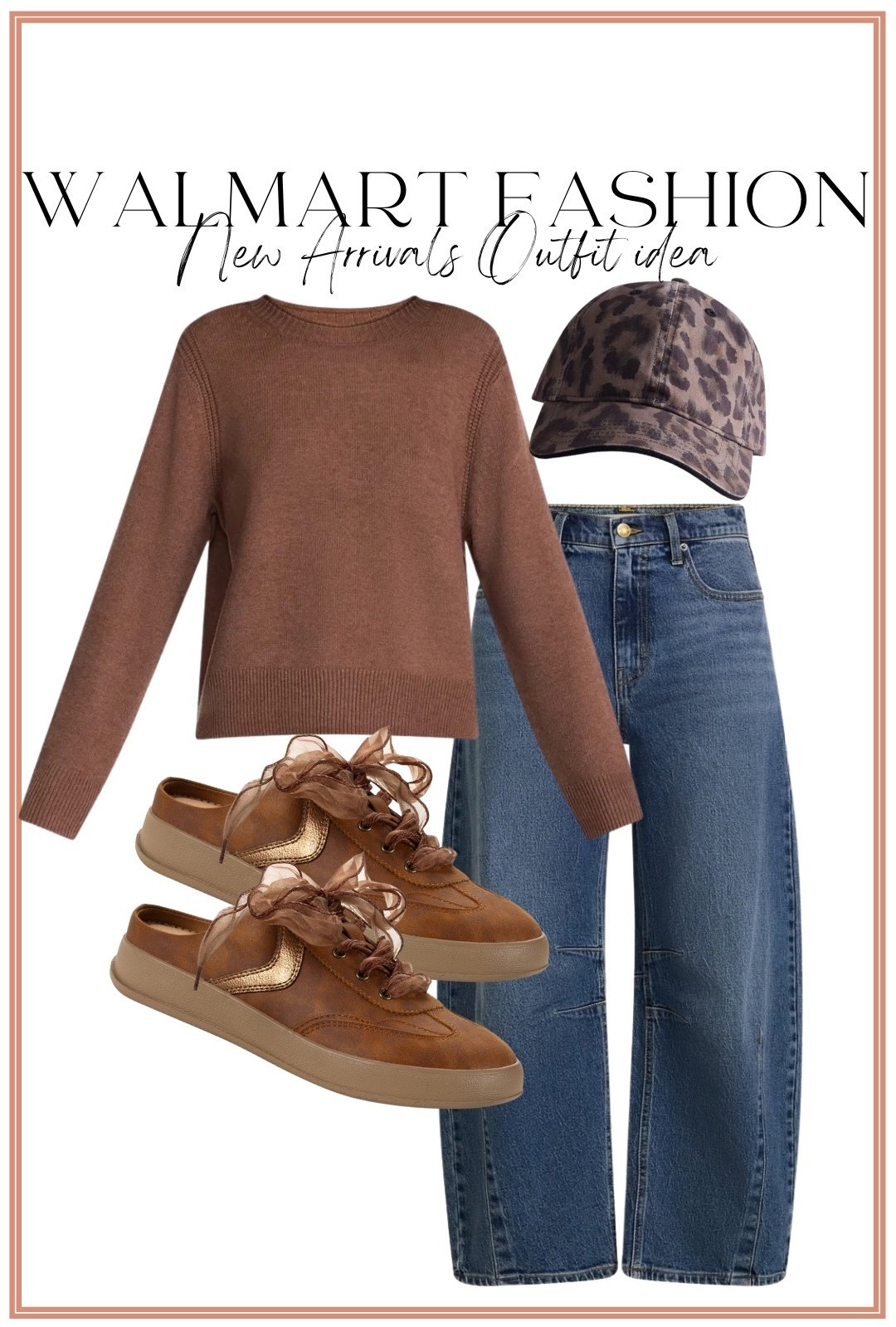 The CUTEST Walmart fall outfit! 🤎🍂 This brown sweater paired with relaxed jeans is such an easy elevated everyday look, and the accessories make it even better! The leopard print baseball cap adds a fun pop of print, while these brown sneakers with sheer ribbon laces are seriously adorable. 😍 Such a good Walmart fashion new arrivals outfit for casual fall days, errands, school pickup, or weekend plans!

#walmartfashion #walmartfinds #walmartnewarrivals #walmartstyle #walmartoutfit #walmartfashionfinds #fallfashion #falloutfit #sweaterweather #casualfalloutfit #affordablefashion #leopardprint #sneakerstyle #outfitinspo

#LTKootd #LTKPetite