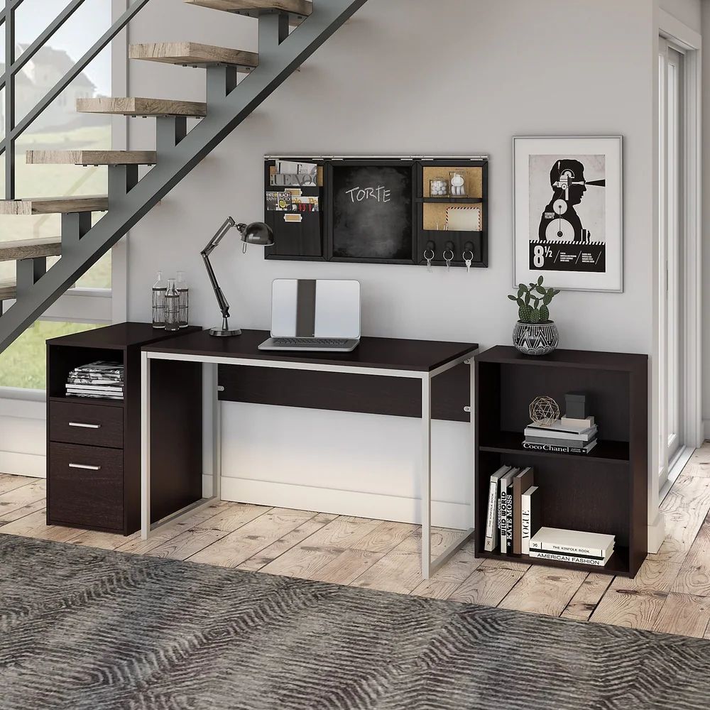 Copper Grove Blagoevgrad Computer Desk with File Cabinet and Bookcase in Espresso Oak (Brown) | Bed Bath & Beyond