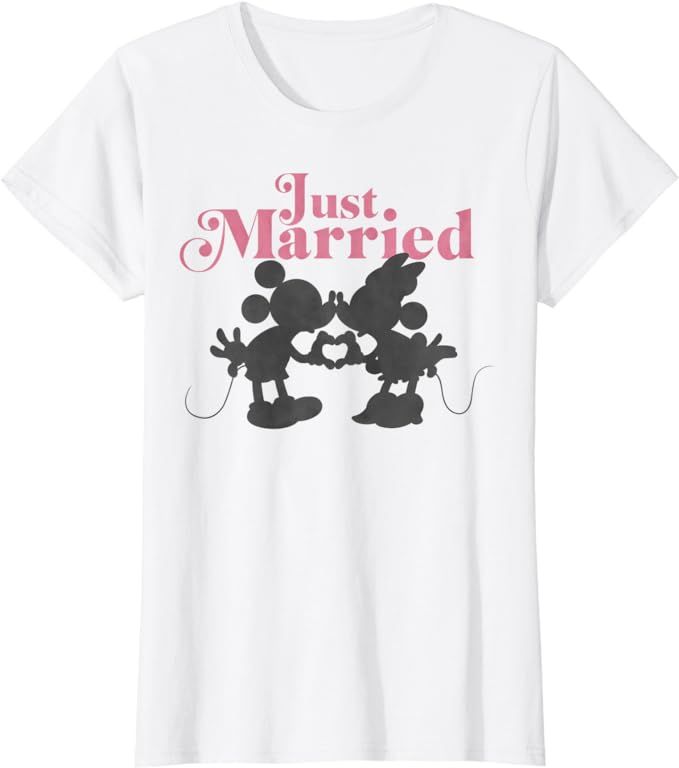 Disney Mickey And Friends Mickey & Minnie Just Married T-Shirt | Amazon (US)