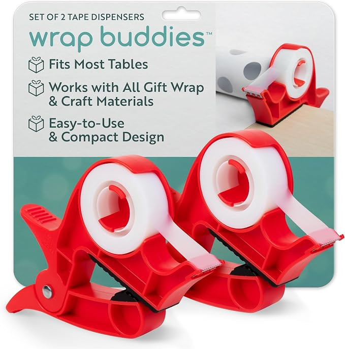 Wrap Buddies Tabletop Gift Wrapping Tool – Set of 2 Cherry Red Table Clamps – Adjustable Wrap... | Amazon (US)