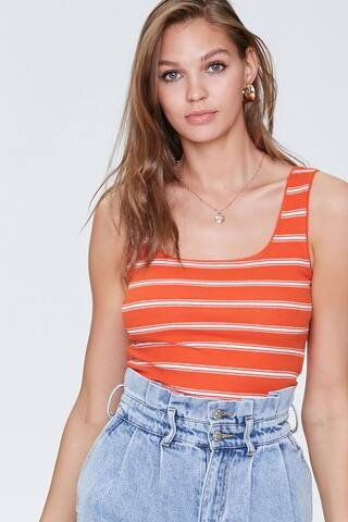 Striped Picot-Trim Tank Top | Forever 21 (US)