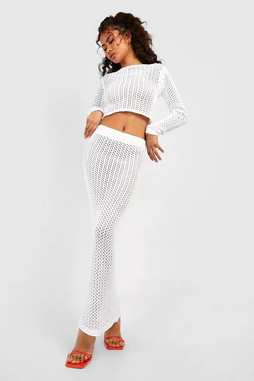 Crochet Maxi Skirt Co-ord | Boohoo.com (UK & IE)