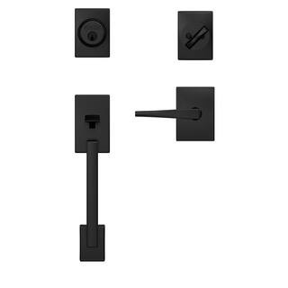 Custom Century Matte Black Single Cylinder Door Handleset with Eller Door Lever | The Home Depot