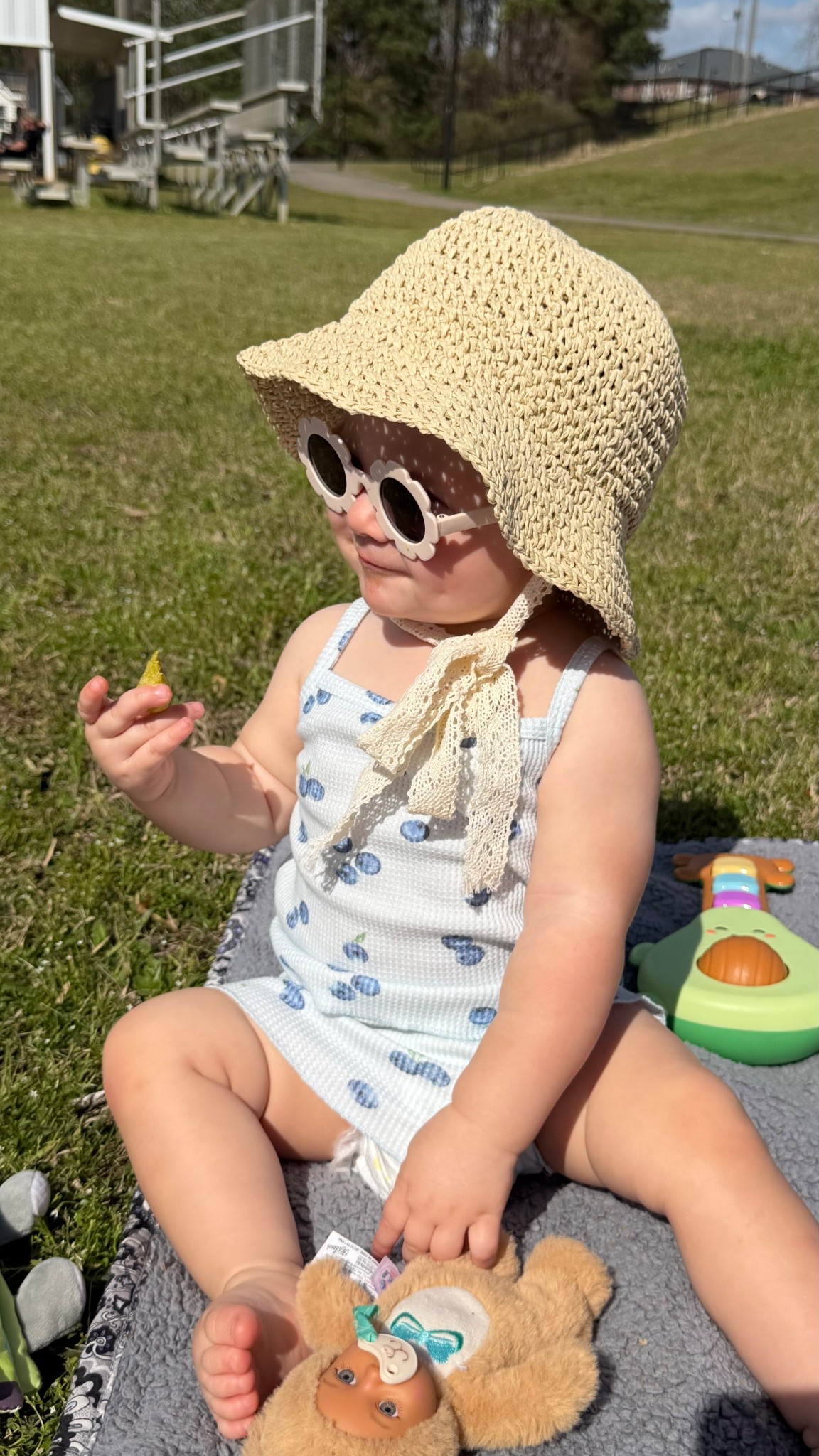 Loving this beautiful spring weather! Enjoying the park in the cutest blueberry set and sun hat ☀️

#LTKdayinmylife #LTKootd #LTKBaby
