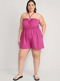 Textured O-Ring Halter Romper for Women -- 3.5-inch inseam | Old Navy (US)