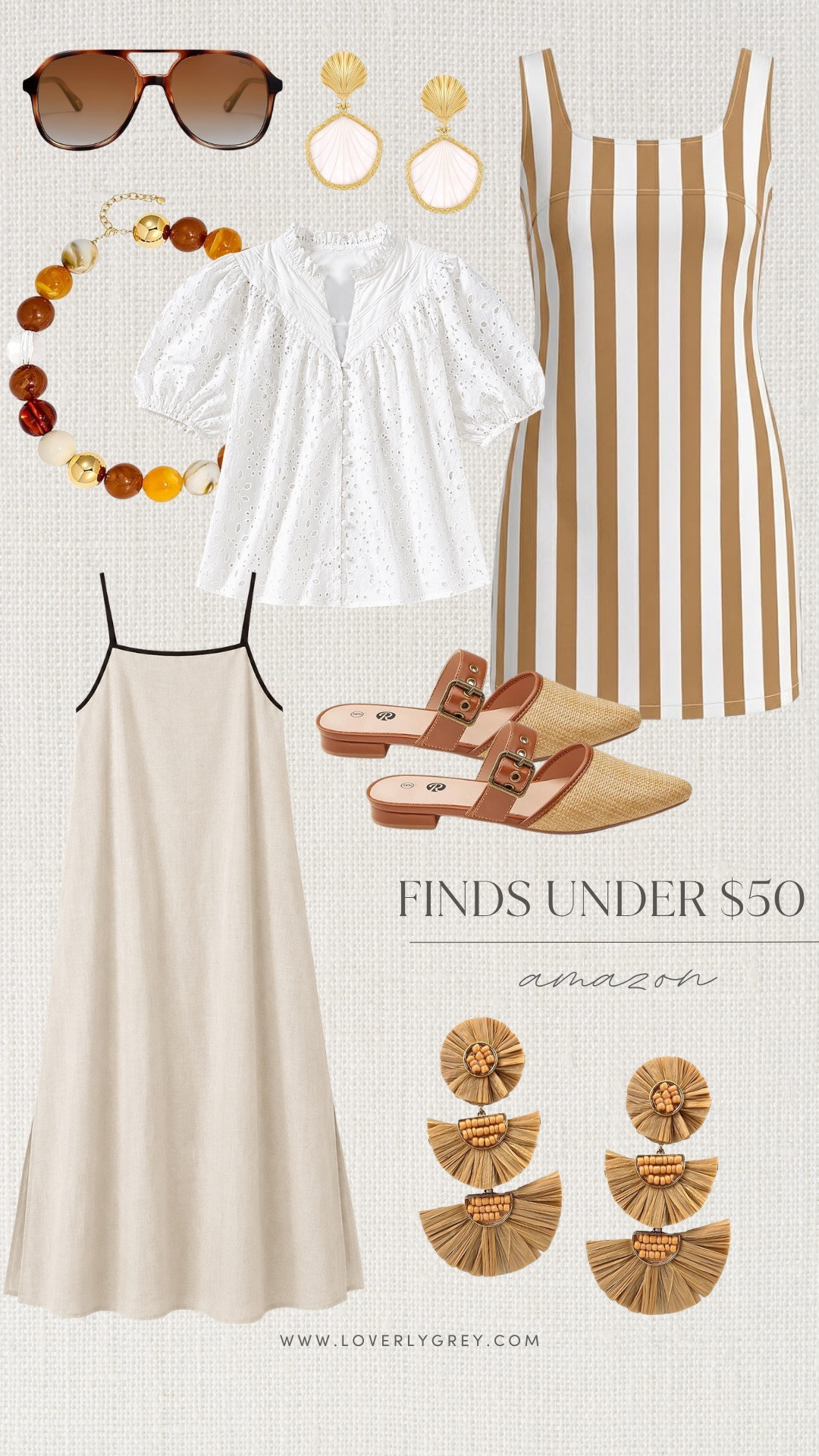 The Amazon finds that look way more expensive than they are 🤍✨ Easy summer dresses, eyelet details, statement earrings, and chic accessories—all under $50.

loverly grey, amazon finds, finds under 50, affordable fashion, summer dresses, linen maxi dress, eyelet top, striped dress, statement earrings, woven flats, summer accessories, neutral style, budget friendly fashion, chic amazon fashion 

 #LTKSeasonal #LTKSaleAlert #LTKTravel