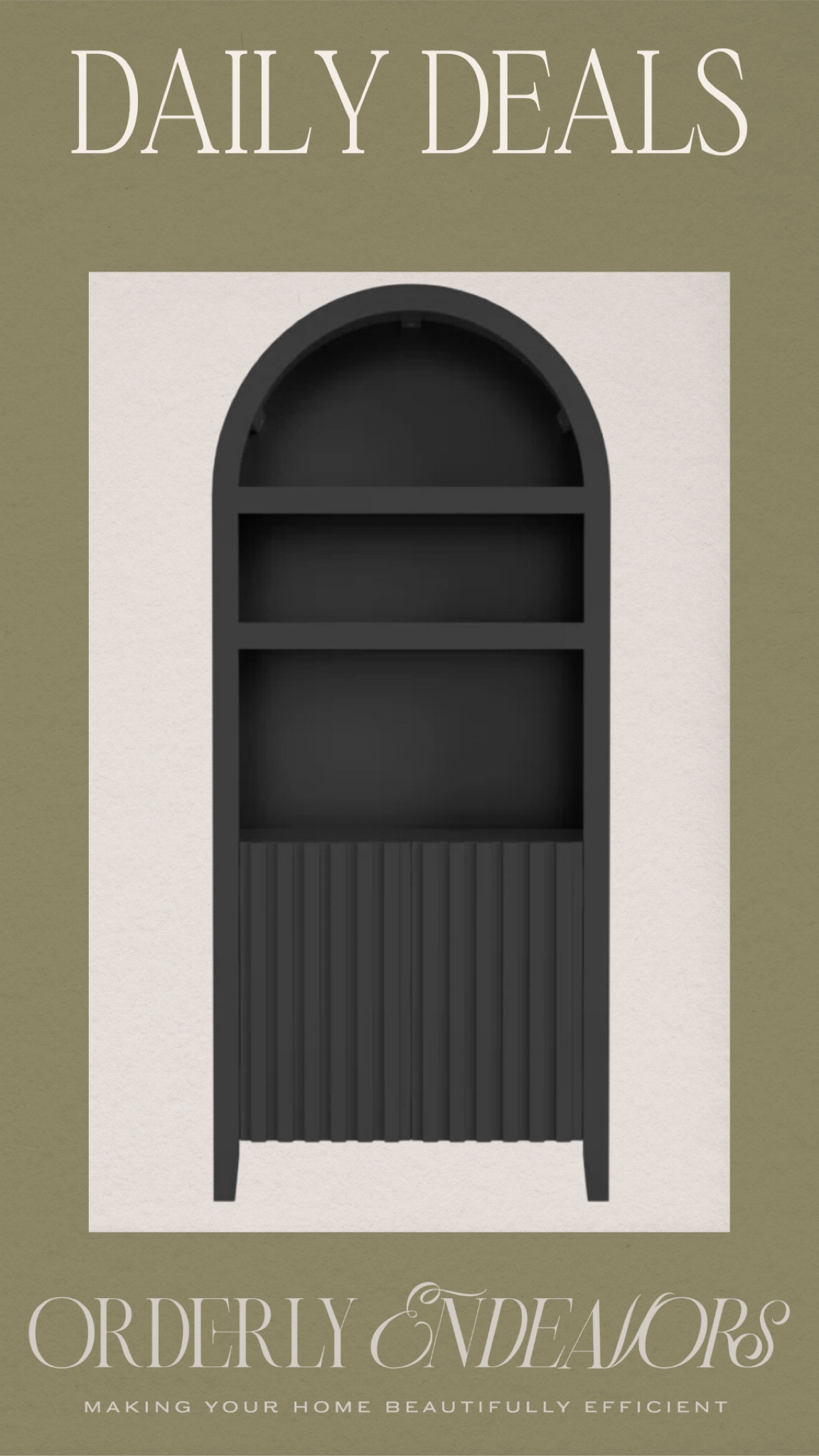 Black arched cabinet. 