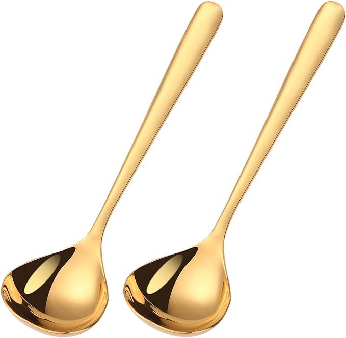 Mafier 2-Piece 1 oz. Mini Ladle 7.68in Stainless Steel Gold Soup Spoons Small Ladle for Sauce Gra... | Amazon (US)