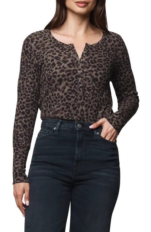 Splendid Forever Leopard Henley in Leopard Print at Nordstrom, Size X-Large | Nordstrom