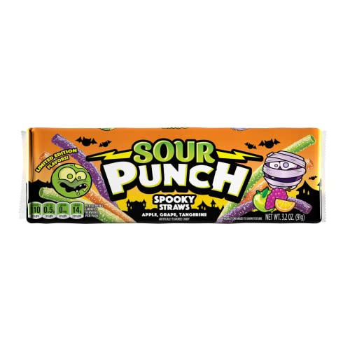 Sour Punch Spooky Straws Halloween Candy, 3.2oz Tray | Amazon (US)