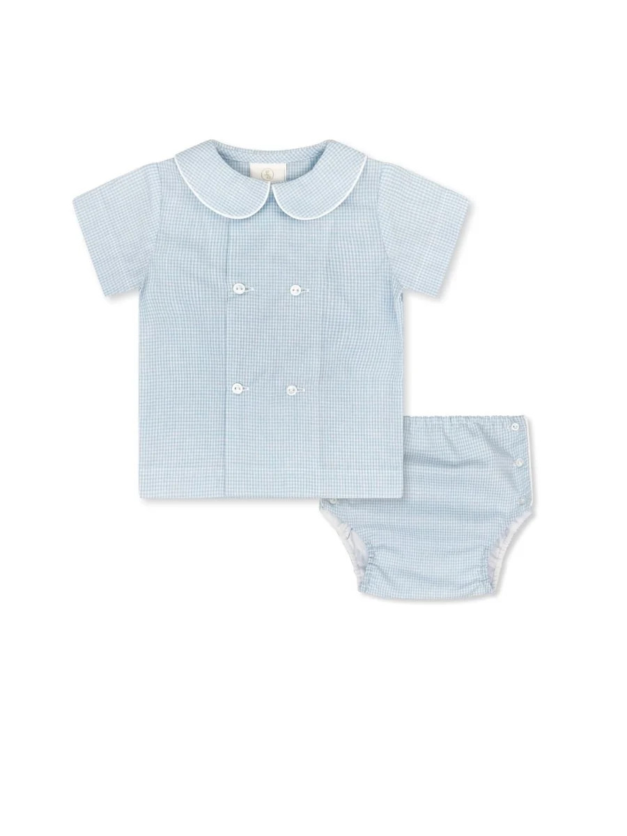 Arlington Diaper Set - Light Blue Minigingham | Lullaby Set