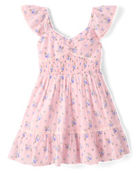 Girls Floral Pleated Smocked Dress - pink | The Children's Place