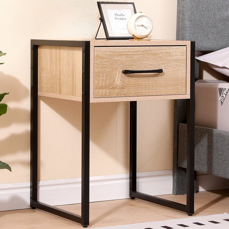 Vebreda Nightstand with Drawer Night Stand for Bedroom, Home Office, Beige Oak - Walmart.com | Walmart (US)