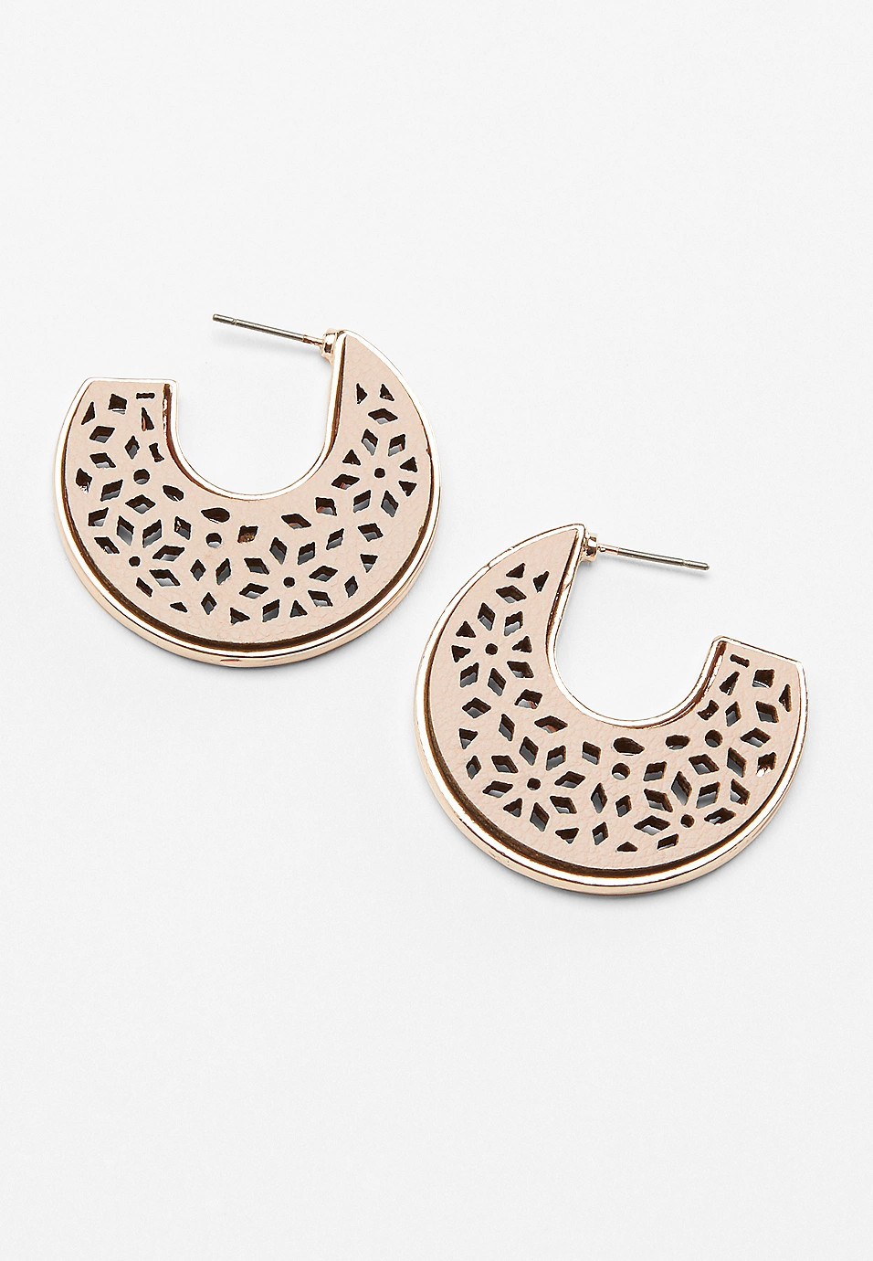 Pink Faux Leather Hoop Earrings | Maurices