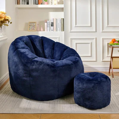 Giant Bean Bag Chair, Oversized Bean Bag Couch for Adults and Kids, Faux Fur Shell-Shaped Large Bean Bag Chair with Filler, Stuffed Big Accent Sofa Ch | Wayfair North America