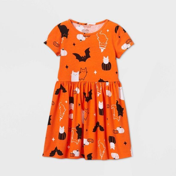 Girls' Knit Cat Ghosts Dress - Cat & Jack™ Orange | Target