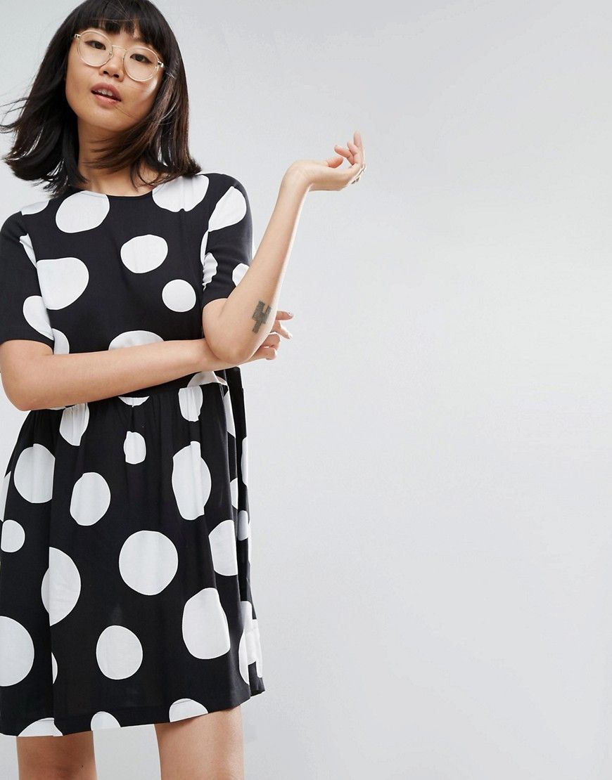 ASOS Polka Dot Smock Mini Dress - Multi | ASOS US