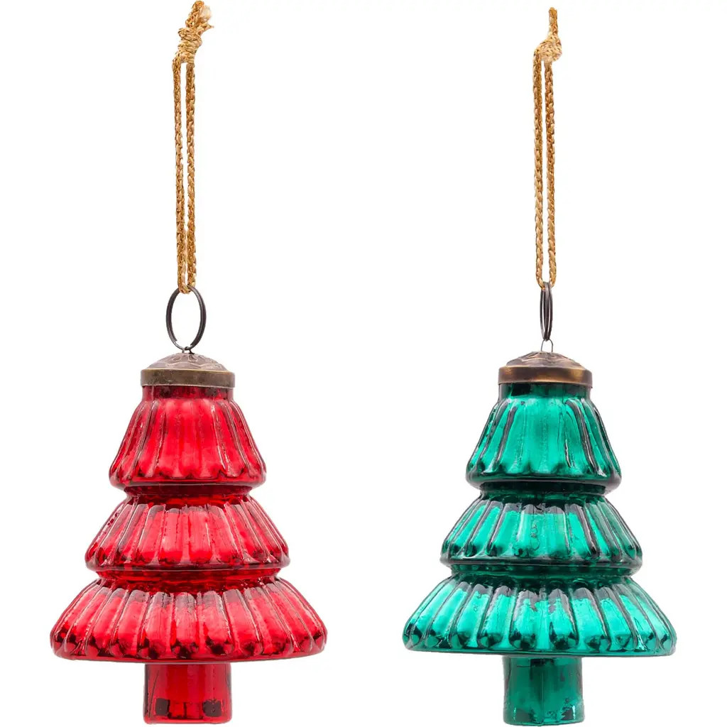 Gallerie II Glass Christmas Tree Christmas Tree Ornament Set of 2 in Red at Nordstrom | Nordstrom
