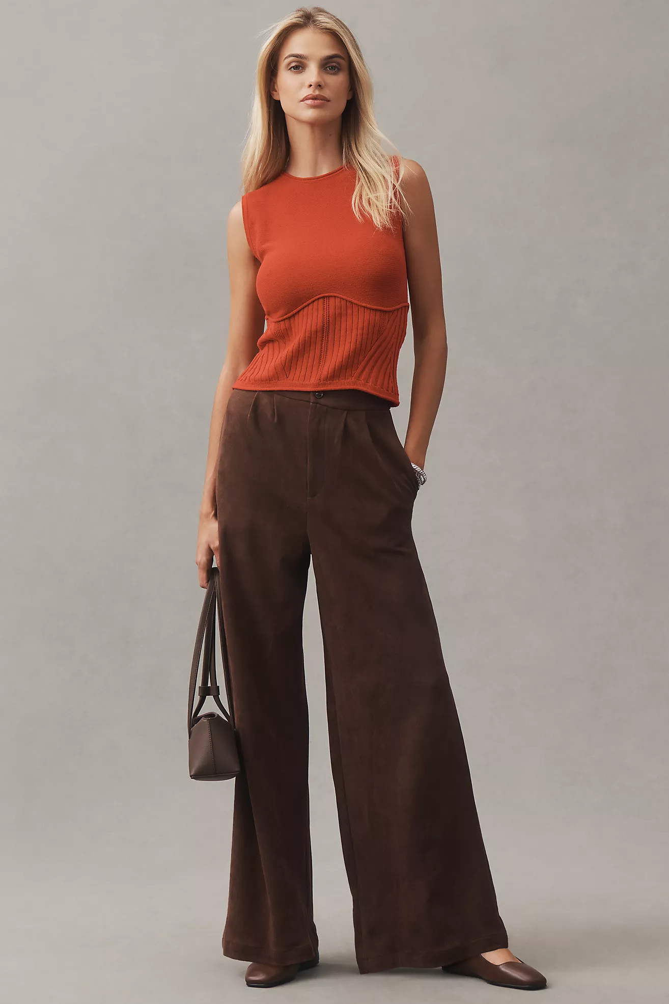 Bishop + Young Faux-Suede Trouser Pants | Anthropologie (US)