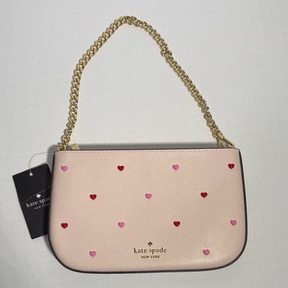 Kate Spade Madison Valentine Blush Pink and Red Heart Shoulder Bag | Poshmark