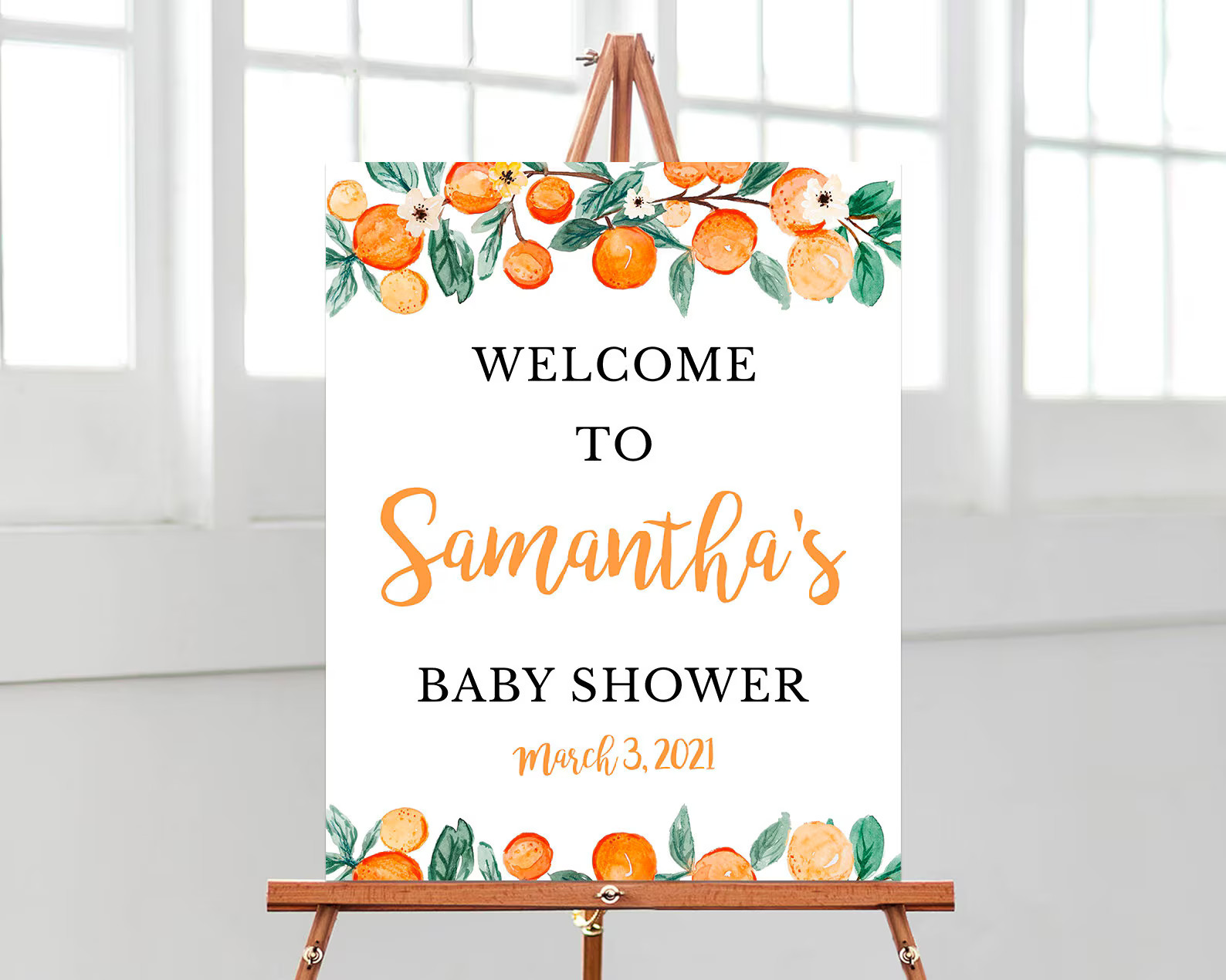 Editable Little Cutie Baby Shower Welcome Sign Orange Sign - Etsy | Etsy (US)