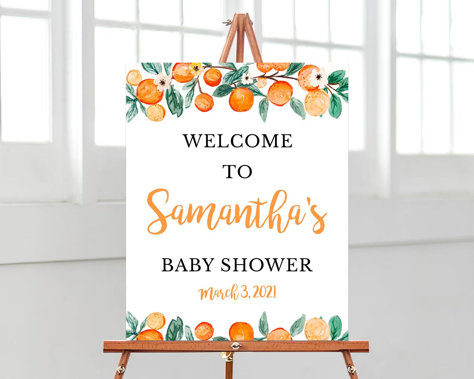 Editable Little Cutie Baby Shower Welcome Sign Orange Sign - Etsy | Etsy (US)