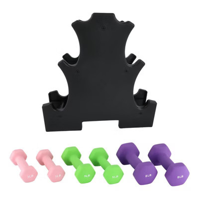 Dumbbell Set for Women and Men, Light Hand Weight Dumbbell Set with Plastic Storage Case, Neoprene Hexagon Non-Slip Weights Dumbbell Set, 3+5+8 LBS | Target