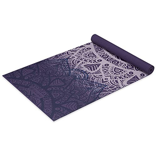 Gaiam Yoga Mat Classic Print Non Slip Exercise & Fitness Mat for All Types of Yoga, Pilates & Floor Workouts, Purple Lattice, 4mm | Amazon (US)