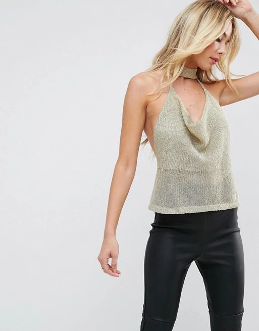 ASOS Top with Cowl Neck in Chain Mail | ASOS US