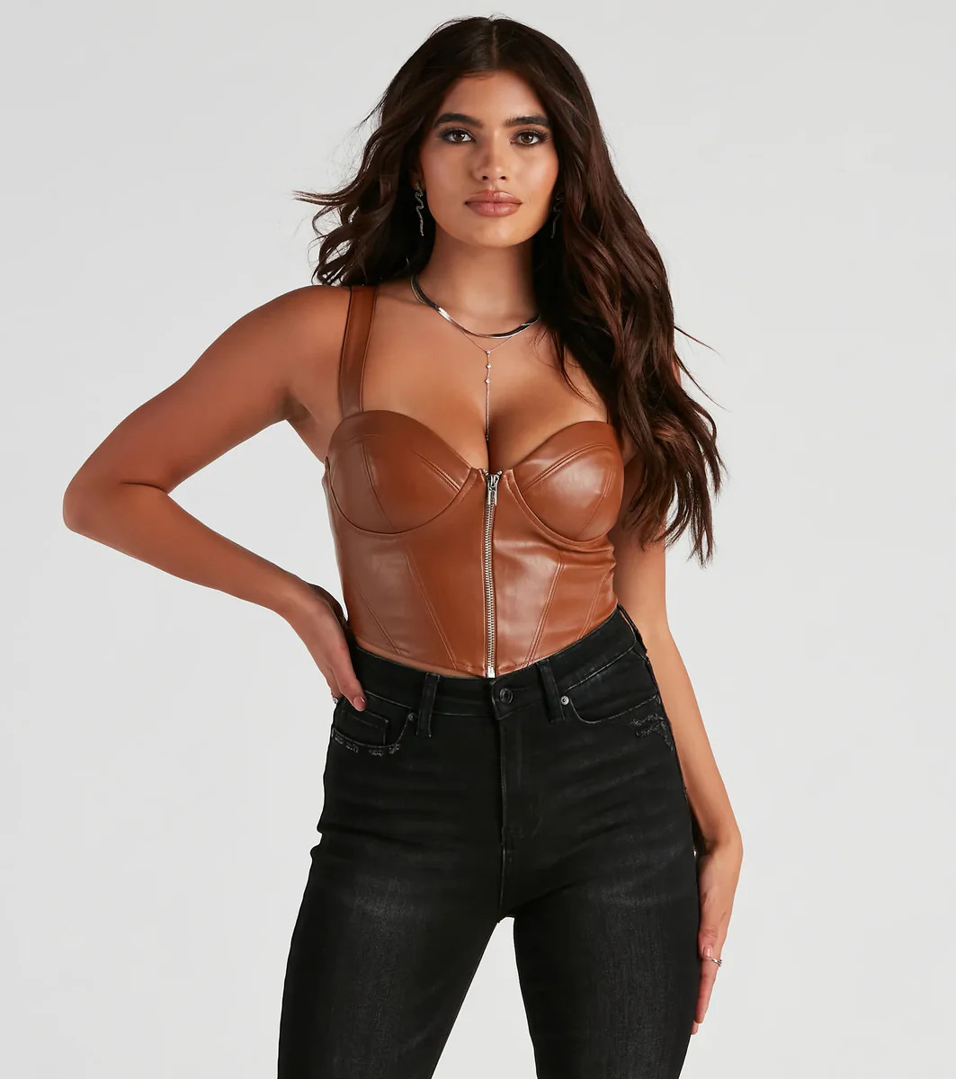 Sleek Desire Faux Leather Corset | Windsor Stores