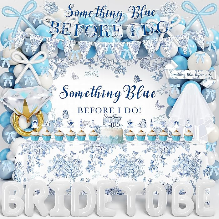 Something Blue Before I Do Bridal Shower Decorations,127 PCS Blue Bachelorette Party Decorations ... | Amazon (US)