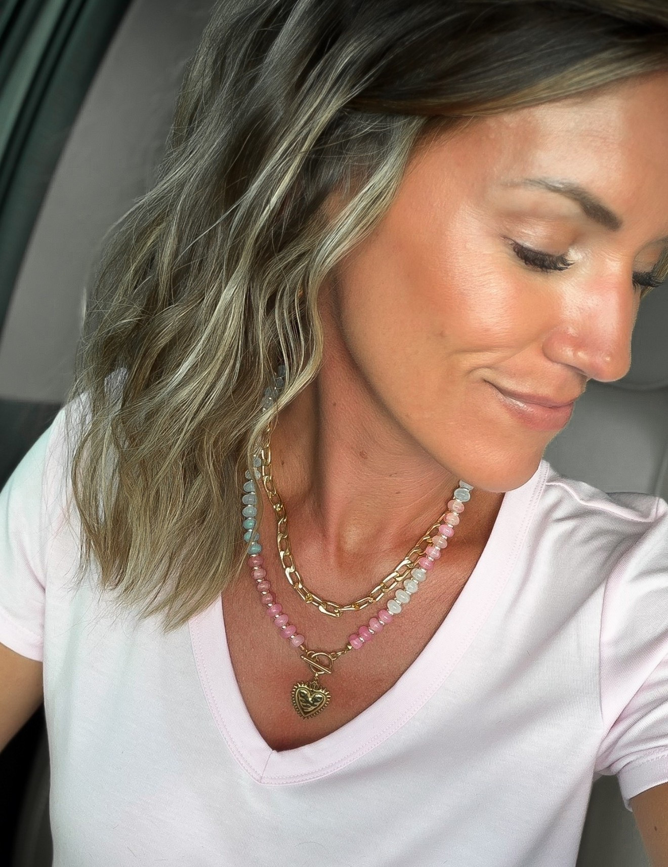 Got so many compliments on this layered necklace today. 
Colors in online pic look a little darker than real life.

#LTKootd