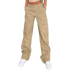 Lepunuo Cargo Pants for Women High Waisted Casual Pants Baggy Stretchy Wide Leg Y2K Streetwear wi... | Amazon (US)