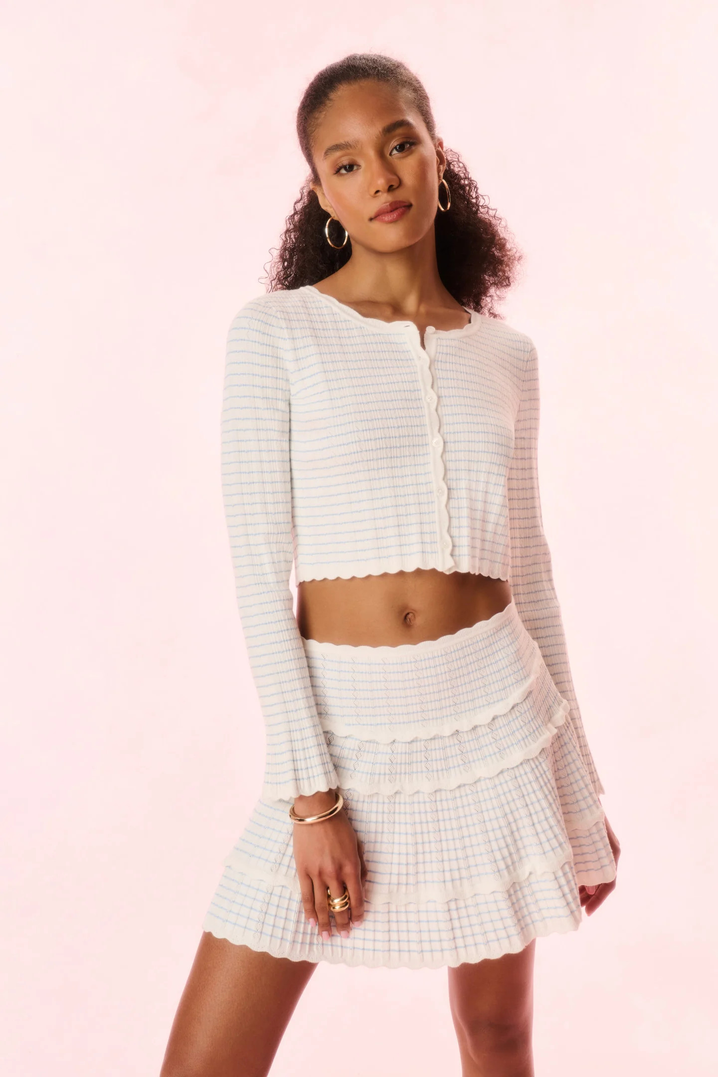 Media Striped Stretch Knit Cardigan | LoveShackFancy