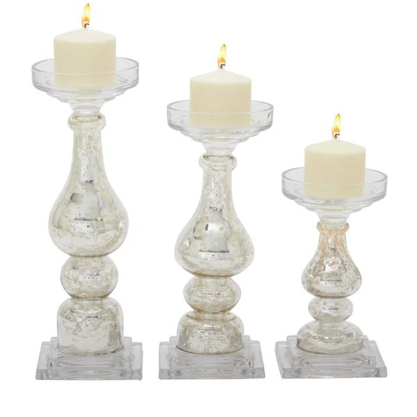 Off-white Glass Candle Holders (Set of 3) | Bed Bath & Beyond