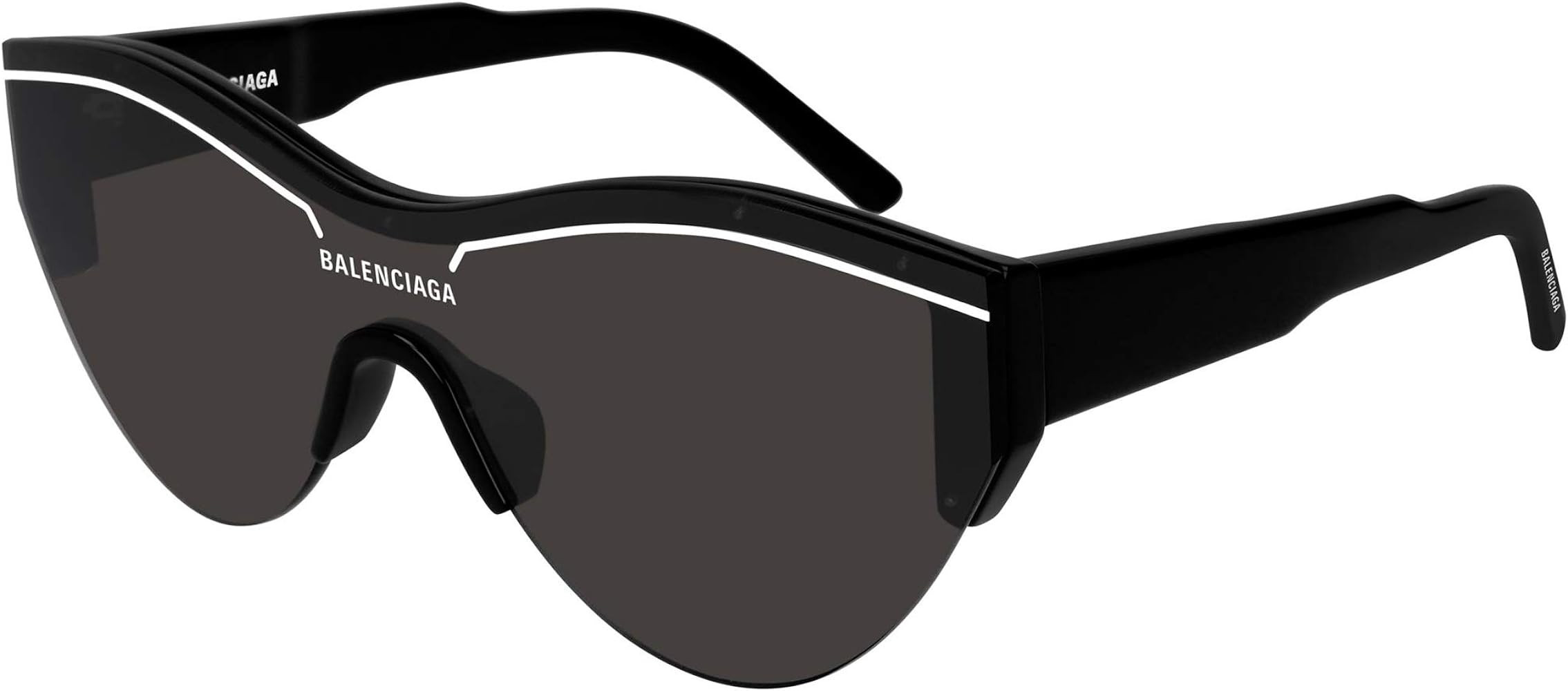 Balenciaga BB0004S Sunglasses 001 Black/Grey Lens 99 mm | Amazon (US)