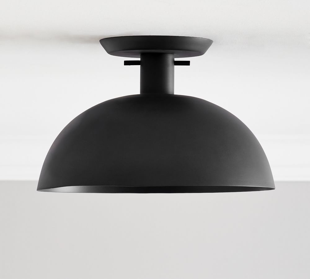 Caufield Metal Dome Flush Mount, Blackened Metal | Pottery Barn (US)