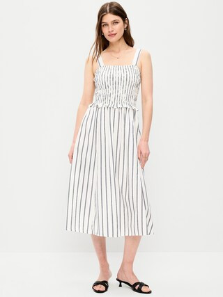 Fit & Flare Smocked-Bodice Midi Dress | Old Navy (US)