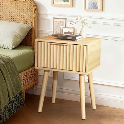 VINGLI Night Stand, Fluted Nightstand Wood, Mid Century Modern Nightstand for Bedroom, Bedside Table | Target