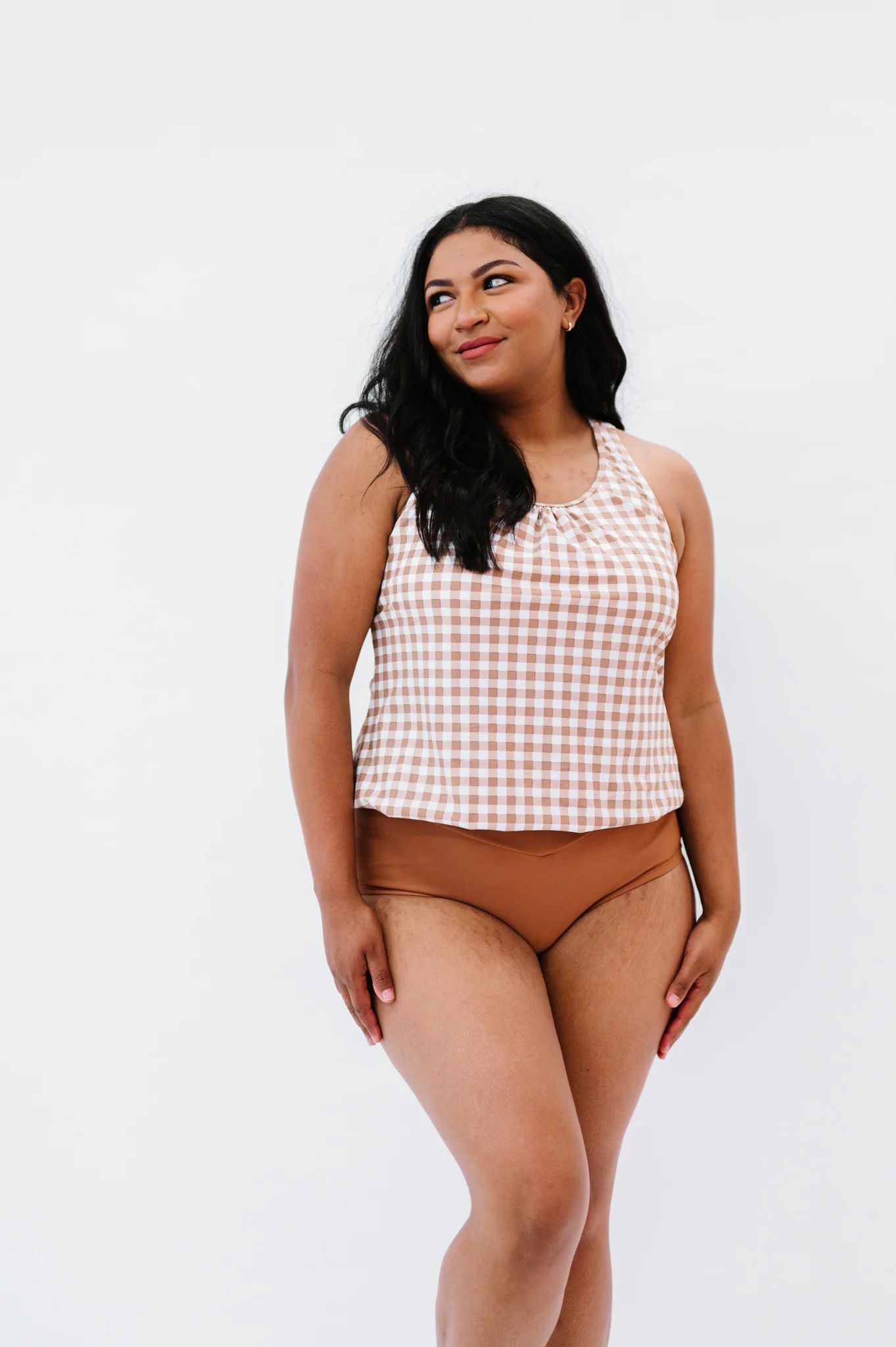 The Chase Top | Clay Gingham | Coral Reef Swim